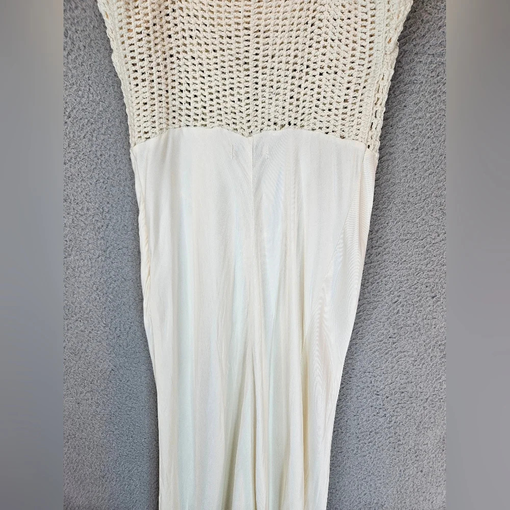 Topshop Midi Slip Dress Womens Sz 6/S Ivory Crochet Bodice - Picture 11 of 12